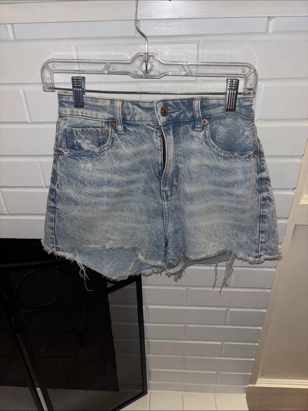 American Eagle Outfitters Light Blue Distressed Denim Shorts